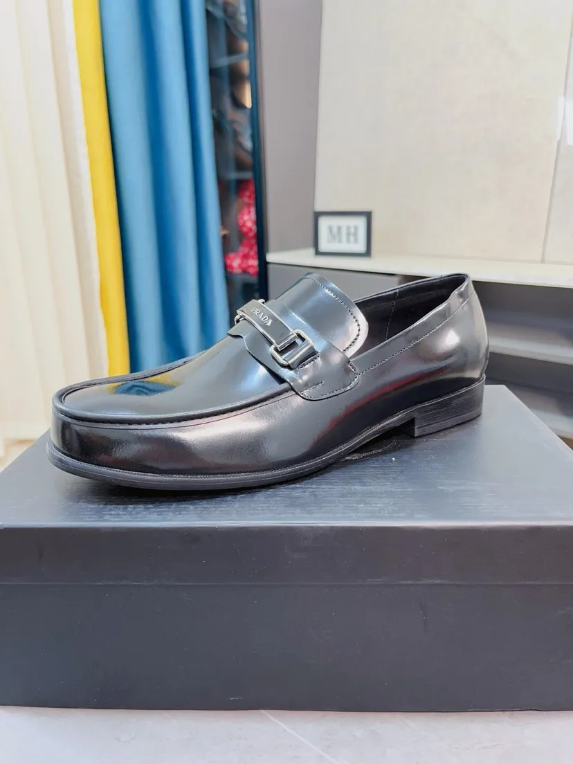 Men's shoes 💰540🌹🌹【PRADA Leather Shoes】Top purchasing agency Original imported Italian custom-made open-edge beaded cowhide leather surface, fully imported water-dyed breathable cowhide lining, original factory special molded sole super comfortable, size: 38-44